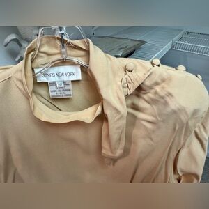 Jones New York Peach-Tone Button Shoulder Blouse